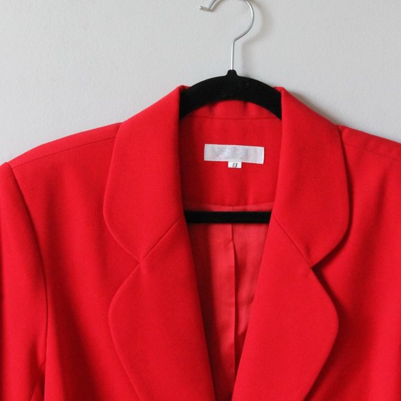 80s Vintage Report Collection Wool Blend Red Padded Blazer 11 - Picture 3 of 6